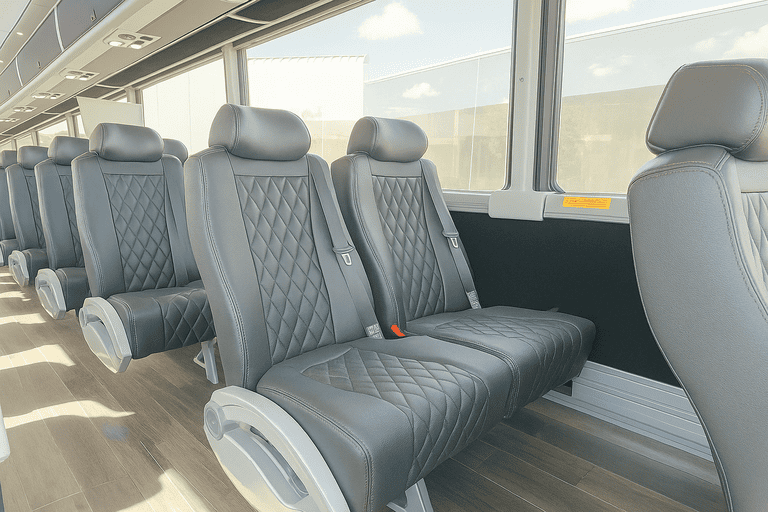 interior of Bus Rental Company Austin charter bus