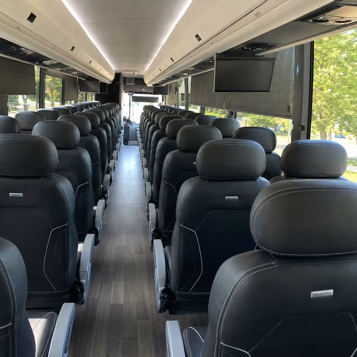 56 passenger charter bus inside